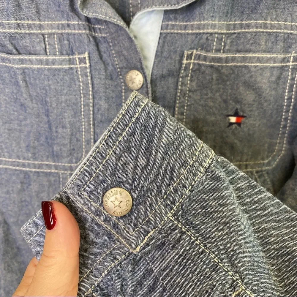 Tommy Hilfiger Chambray snap up jacket size Large